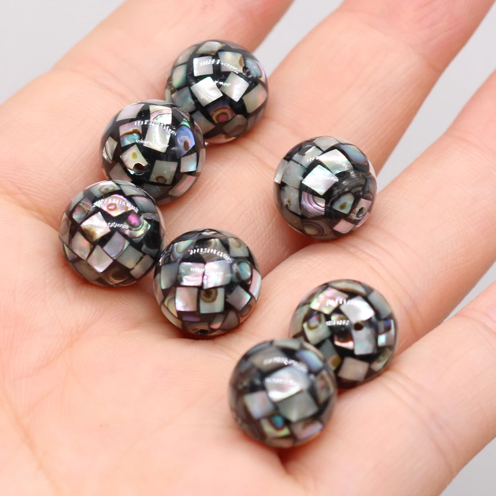 5pcs Natural Abalone Shell Beads Fine Round Shape Shell Loose Beads for Jewelry Necklace Bracelet Accessories Making 12x12mm