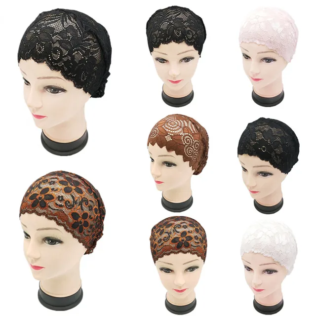 Muzułmanin Underscarf pełna pokrywa koronki kapelusz z kwiatem chustka Turban Islam Wrap chusta hidżab kobiety utrata włosów rak Chemo Beanie nakrycia głowy