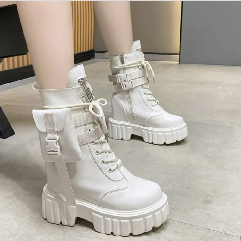 

Женские ботильоны из ПУ кожи, с круглым носком, в стиле панк