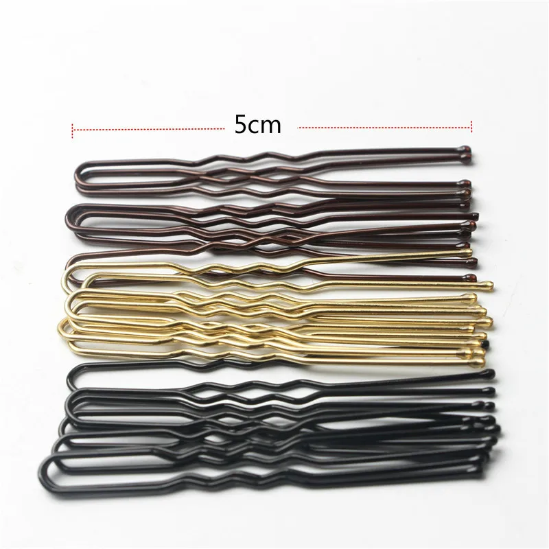 50/100 PCS/Bag 5cm U Shaped Alloy Hairpins Waved Hair Clips Simple Metal Bobby Pins Barrettes Bridal Hairstyle Tools Accessories