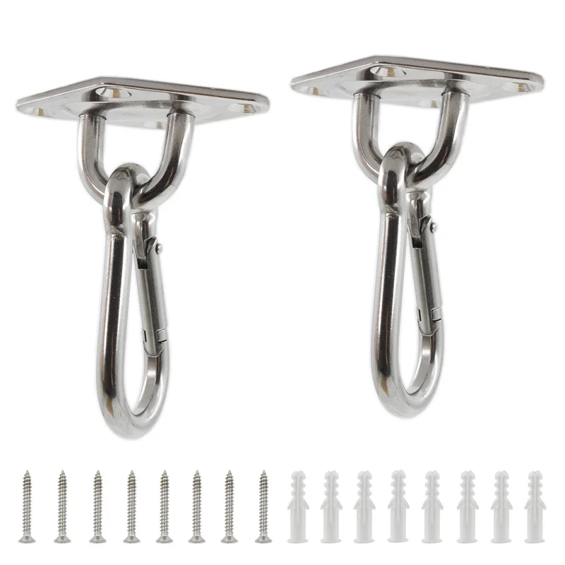 

2Pcs Stainless Steel Ceiling Hammock Hook,Heavy Duty Eye Plate U Hook Marine Hanging Hardware Ceiling Mount Hook with Screws 8mm