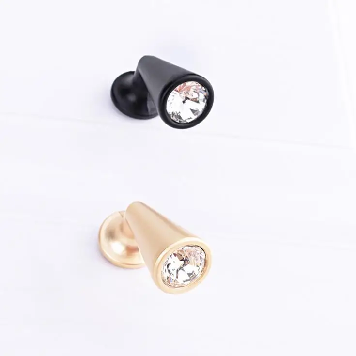 LCH New Design Top Quality Crystal Handle Rose Gold Pearl Black Diamond Cabinet Pull Silver Cabinet Knob Dresser Cupboard