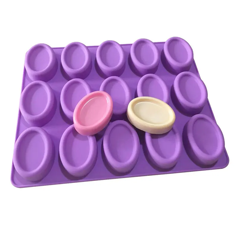 15 Cavity 7CM Long Oval Soap Mold Silicone Molds for Soap Making 3D Handmade Soap Forms Soap Silicon Banking Molds