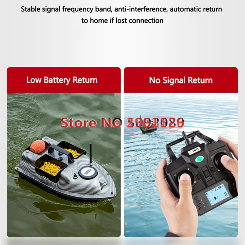 GPS Return Cruise RC Fishing Bait Boat 3Hopper Fixed Point Nesting 16 Point Locate Dual Position 3 Hopper Sonar Fish Boat VS V18