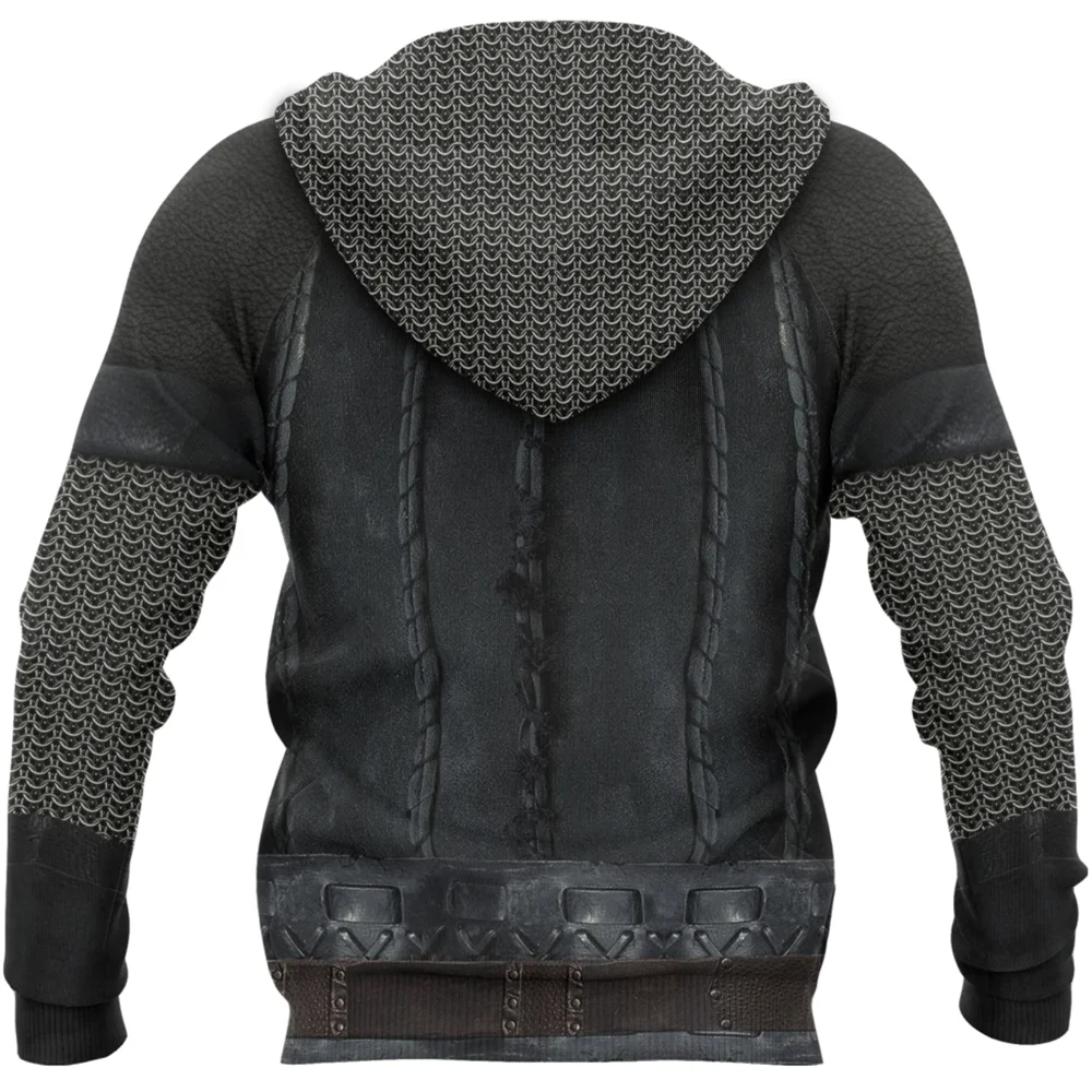 Retro Men Tops Warrior Armor 3D Full Printed Unisex Hoodie Autumn and Winter Fashion Casual Zipper Hoodie DY53