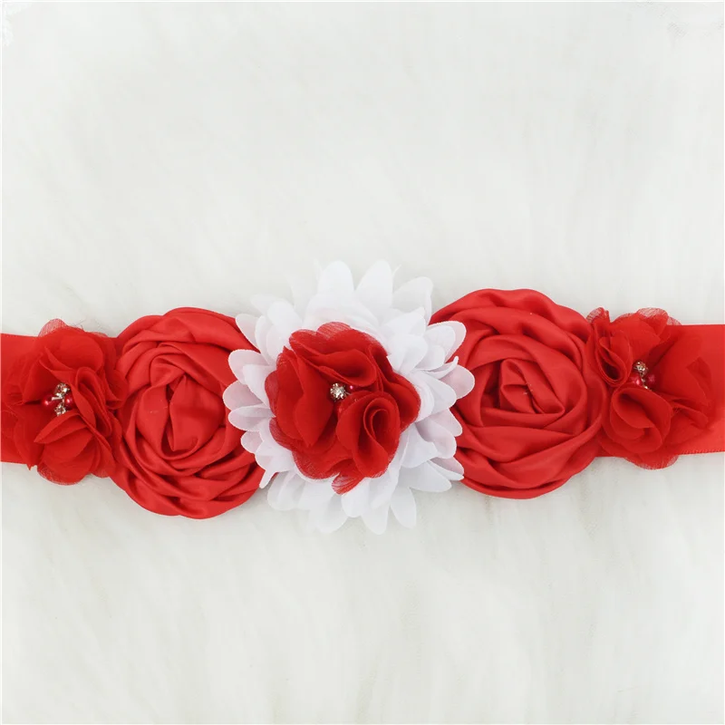 2pcs Fashion Vintage Pink/ivory Flower Belt Girl Woman Sash Belt Wedding Sashes Belt with Flower Headband for Kids Girl