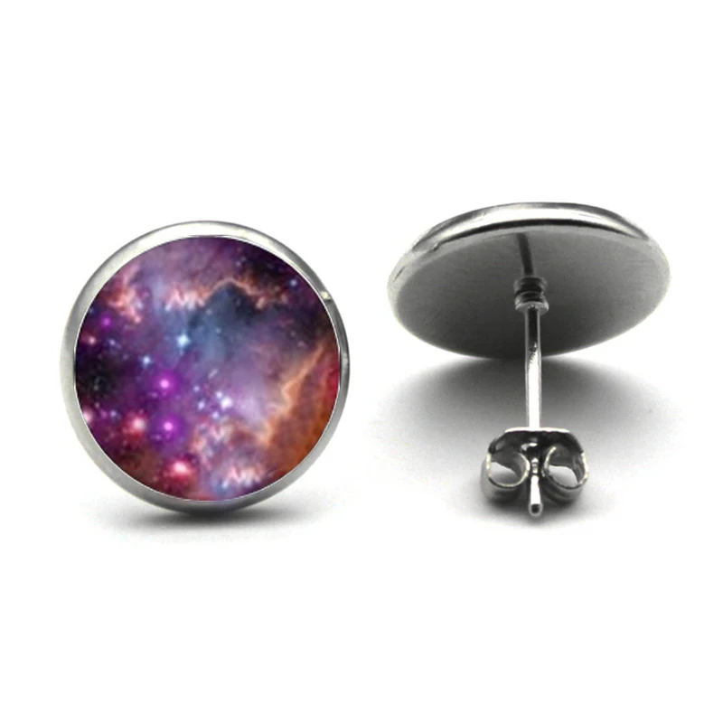 Fashion Galaxy Nebula Stud Earrings Outer Space Ear Studs Astronomy Jewelry Nebula Glass Dome universe Earrings For Women