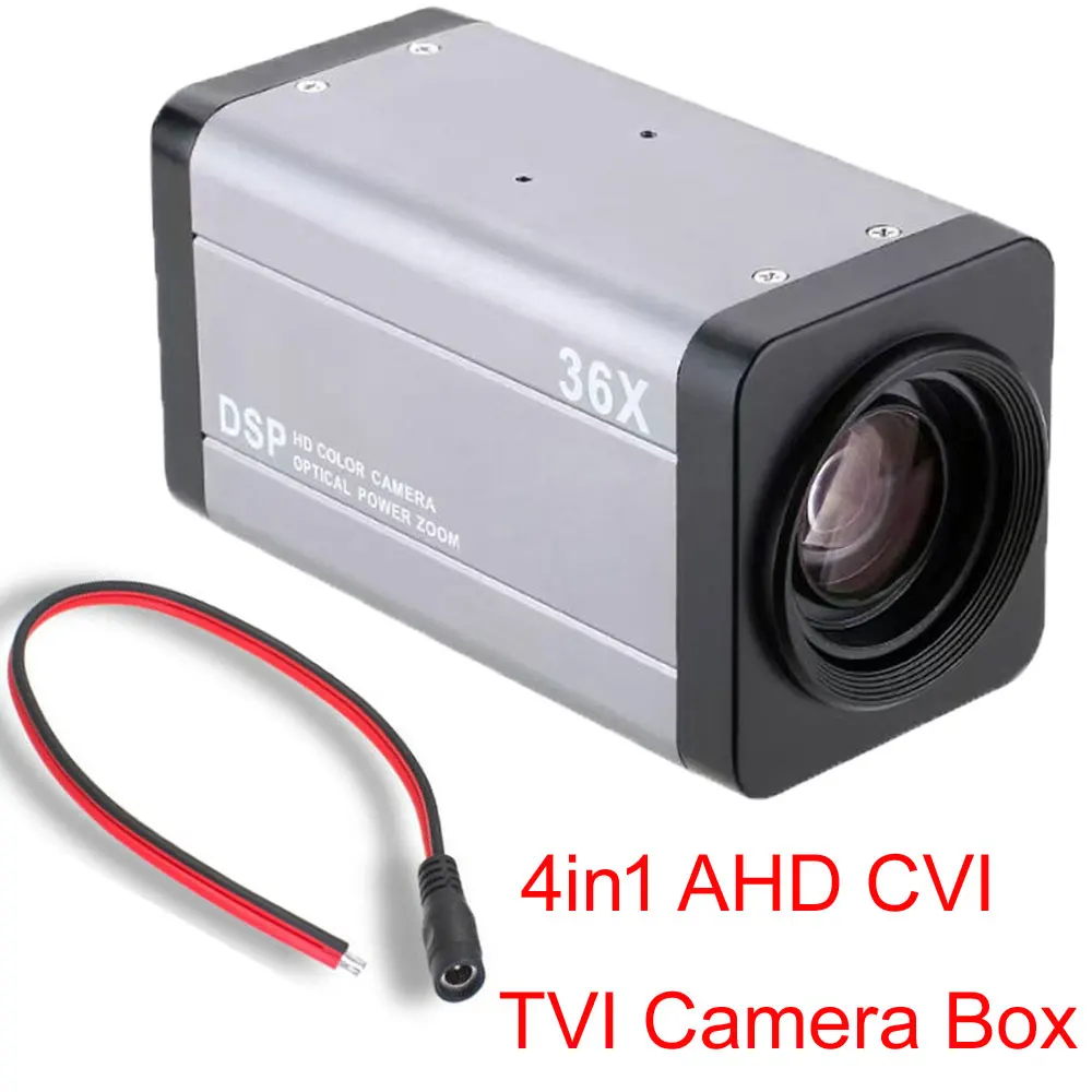 HD 4in1 2mp 1080P AHD Auto Focus Zoom BOX Camera 36X Optical Zoom 5MP CVI TVI CVBS Metal Housing Security Camera