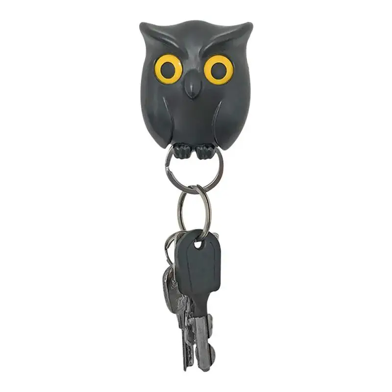 2019 New Black Night Owl Magnetic Door Wall Decor Wall Hook Hanger Key Holder Magnets Keep Keychains Key Hanger Hook Hanging Key