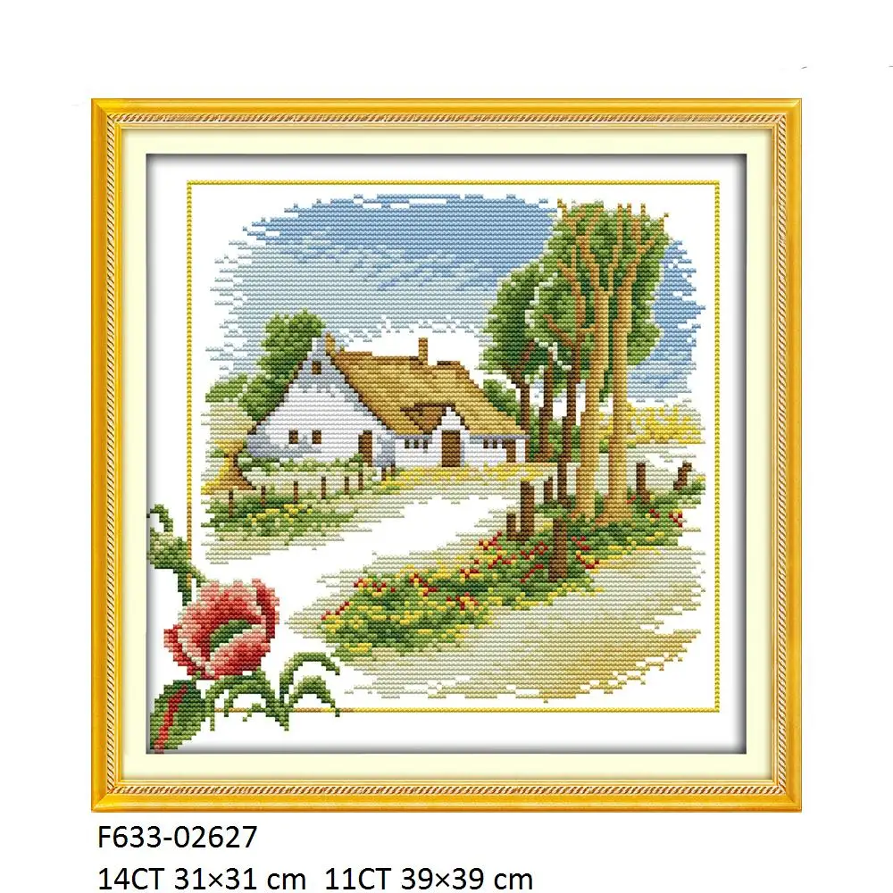 Joy Sunday Rural Cottage, decorazioni per la casa, kit punto croce, primavera, estate, autunno, inverno, F632, F633, F634, F635, 14CT, 11CT