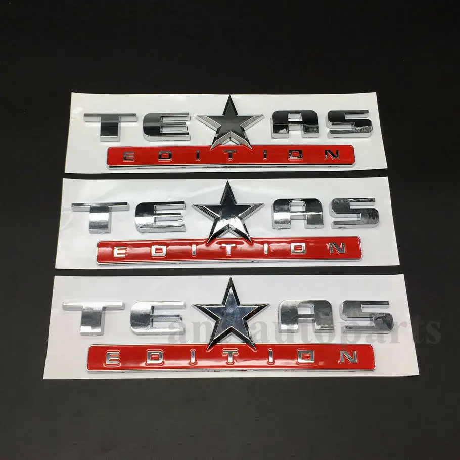 3 piezas Texas Edition Star Flag Car Auto Body emblema lateral insignias calcomanía pegatina ABS