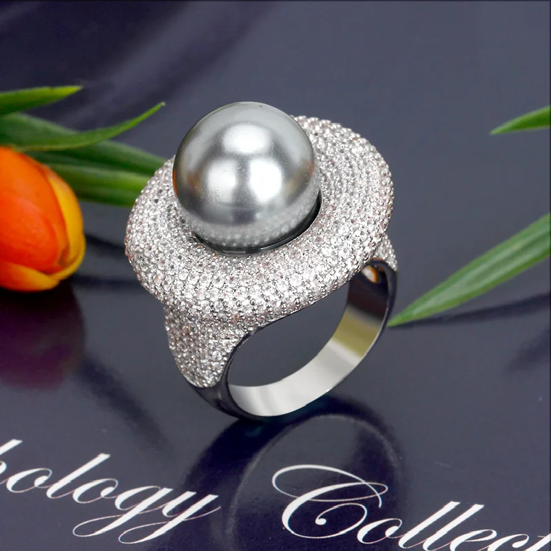 

Женские массивные кольца с жемчугом, новые модные круглые кольца с кубическим цирконием, очаровательное кольцо с бусинами, богемное пляжное ювелирное изделие, подарки