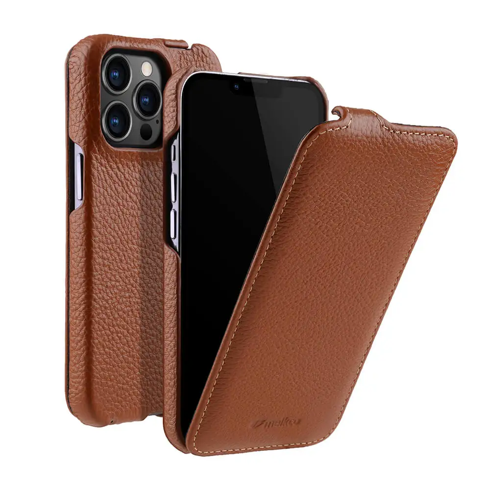 Melkco 8 Color Genuine Cowhide Flip Mobile Phone Case For iPhone 13 11 12 Pro Max Mini Business Full Edge Protect Vertical Cover