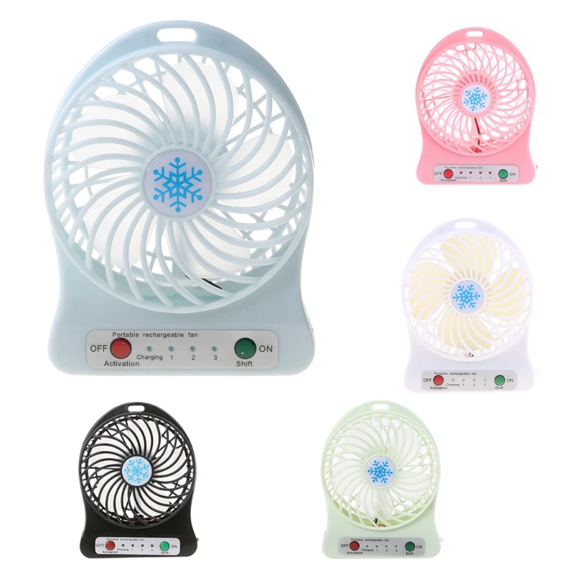 Miniventilador portátil con luz LED, Enfriador de aire para escritorio, USB, recargable, ABS, portátil, para oficina y hogar al aire libre