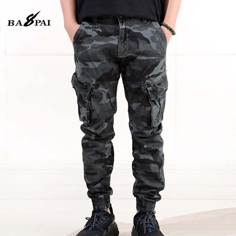 BAPAI Men\'s Camouflage Overalls Outdoor Tactical Trousers Multi-pocket Breathable Work Pants Cargo Pants Mountaineering Pants