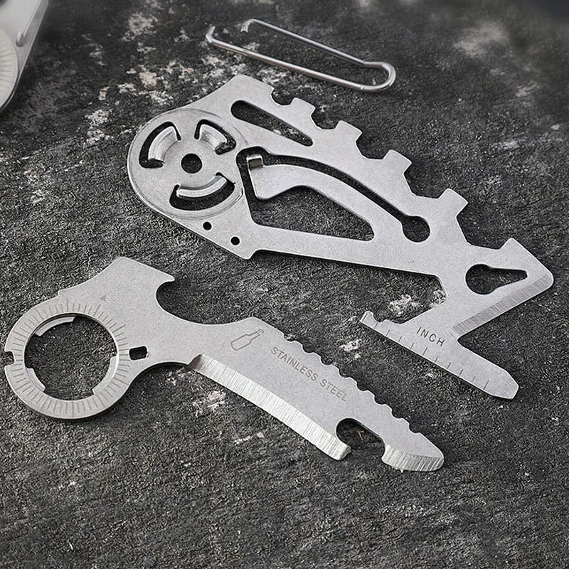 Portable Stainless Steel Multifunction Keychain Card Knife Folding Knife Sabre Card Outdoor Camping Bottle Opener Tools