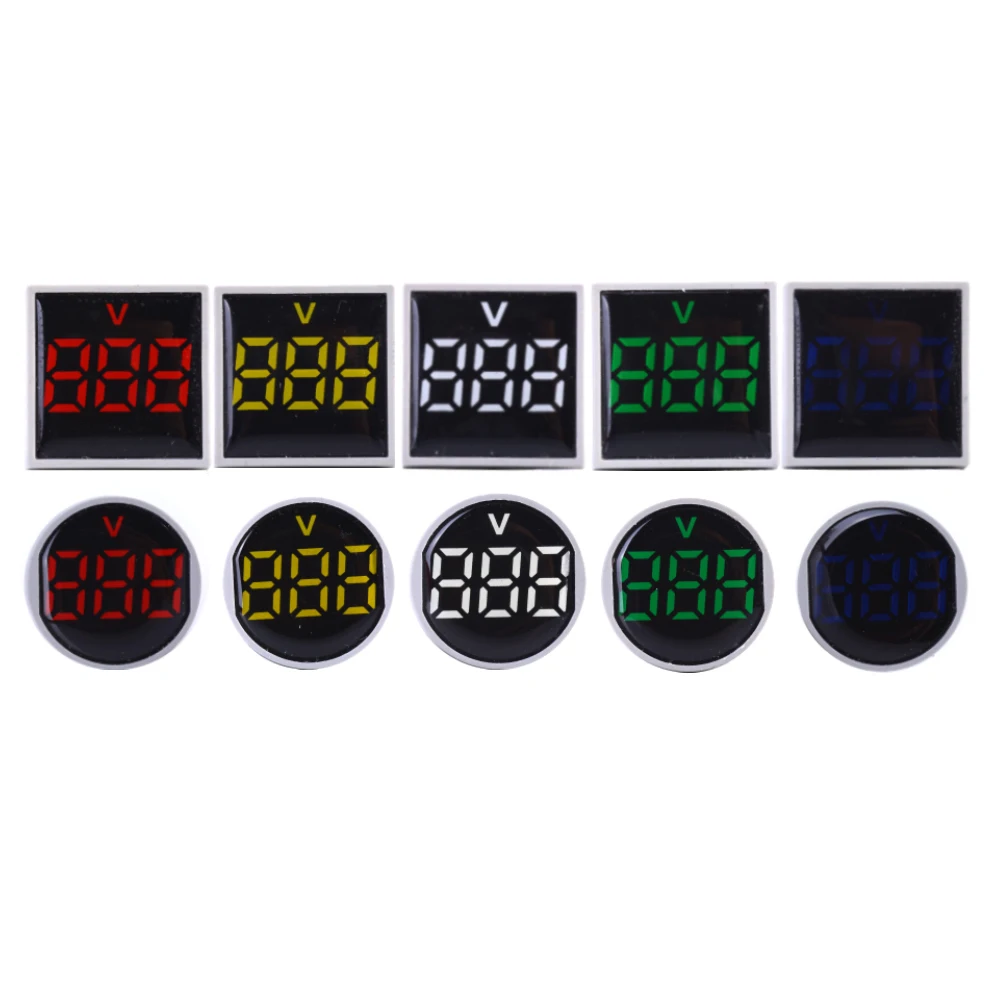 Mini Protective Film AC20-500V digital display LED Square Round Voltmeter voltage meter pilot light Signal Lamp indicator