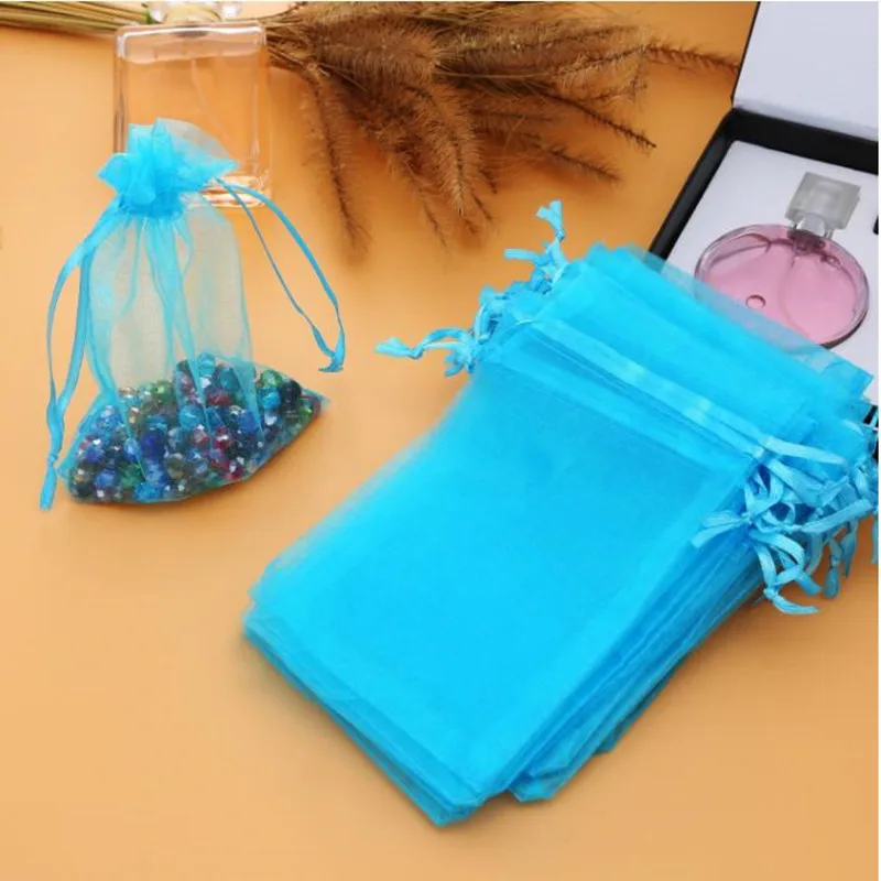 50pcs tulle bags Organza Sheer Gauze Element Jewelry Bags Packing Drawable Organza Bags Wedding Christmas Organza Gift Bag 5z