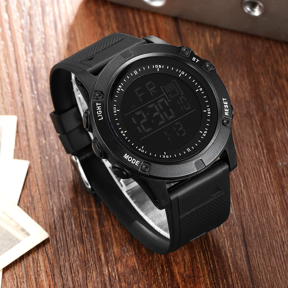 OHSEN Black Digital Sports Watches Men Waterproof LED Military Watch Fashion Tactical Wristwatch Alarm Clock Relogio Masculino