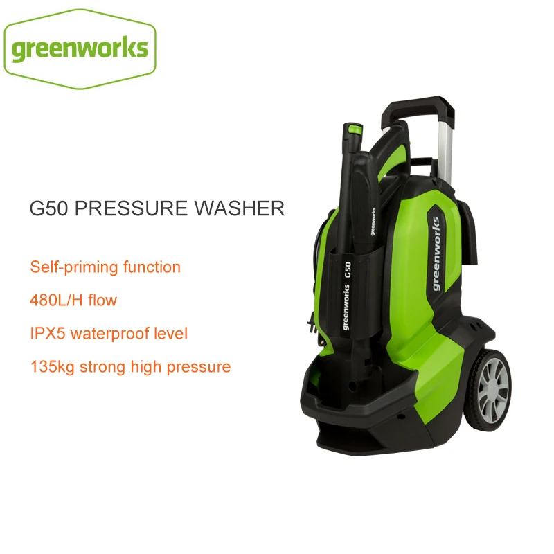 Greenworks G50 220 فولت المحمولة الكهربائية غسالة الضغط 1900 واط عالية Powerwash تنظيف جيت غسالة الضغط لغسل السيارات التنظيف