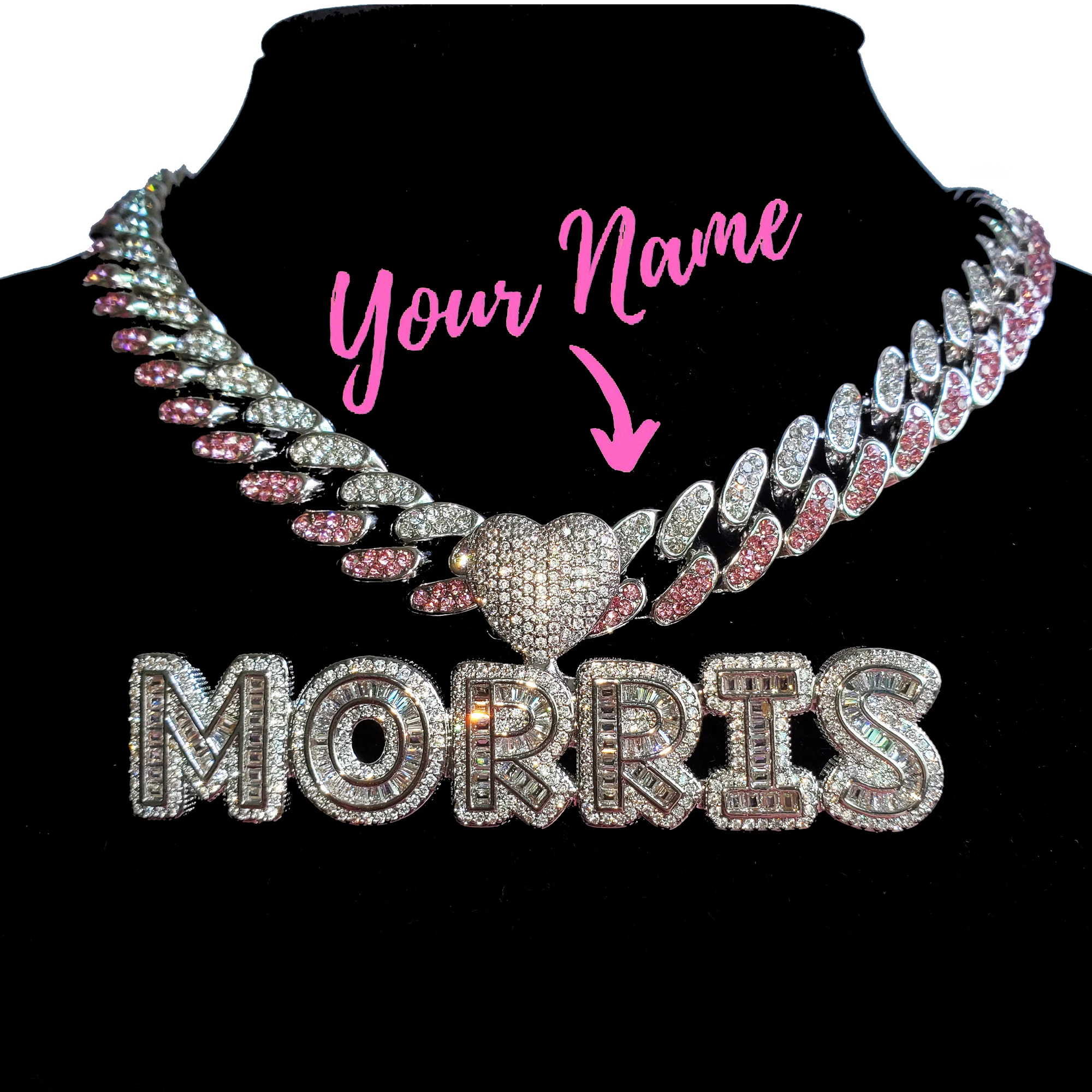 

Icy Baguette Letters Custom Name Chain, Cuban Chain Nameplate Necklace, Hot Popular Personalized Women's Jewelry, Birthday Gifts