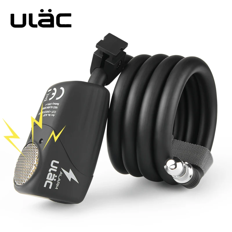 ULAC Bike Lock 110dB Bicycle Electronic Alarm Lock Cycling Bike Steel Cable Lock Anti-Theft Bike Locker Road Bike Safe Wire Lock