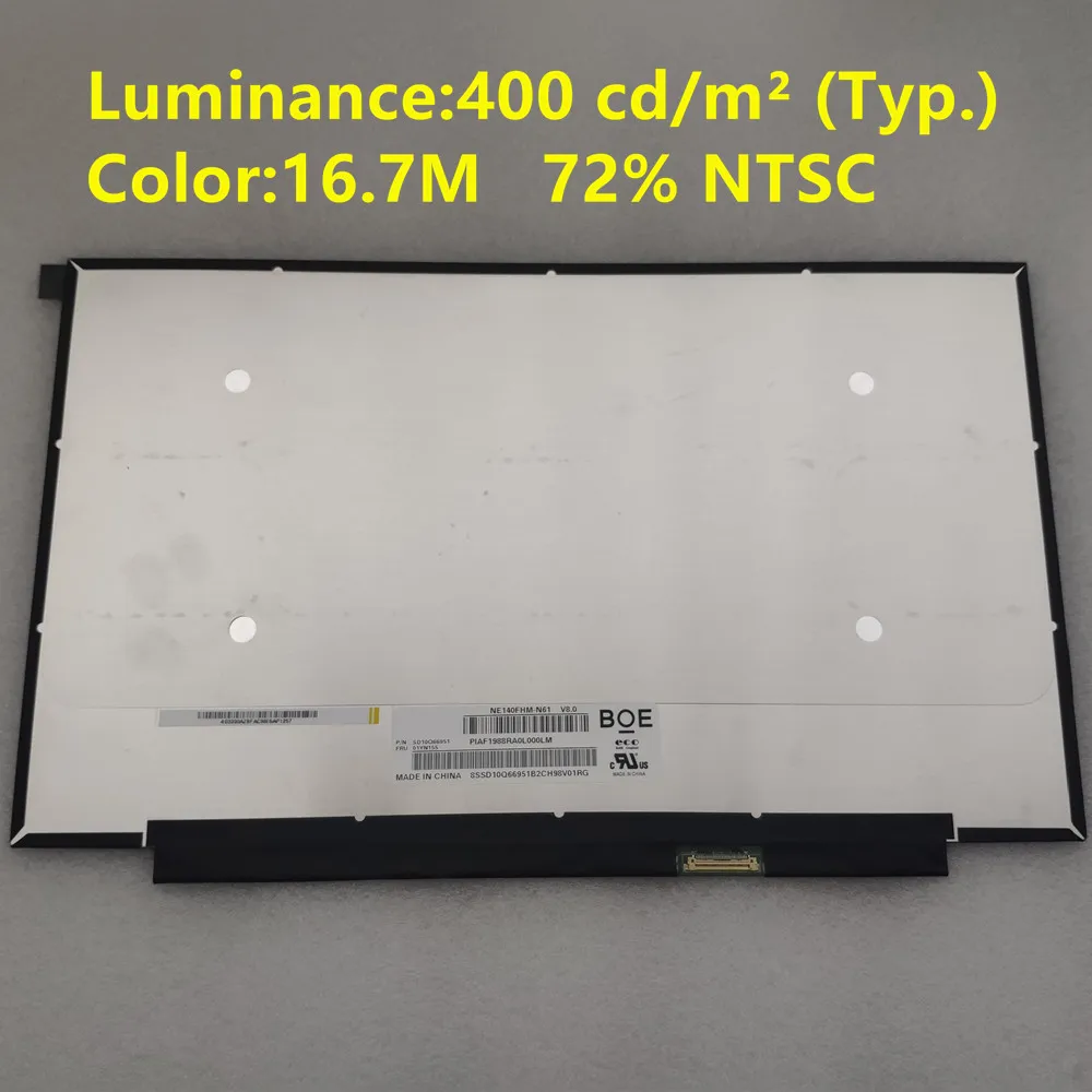 14 Inch 1920*1080 FHD 72% Color Luminance 400cd/m² TFT-LCD Laptop Lcd Screen Monitor Panel Replacement NE140FHM-N61 01YN155