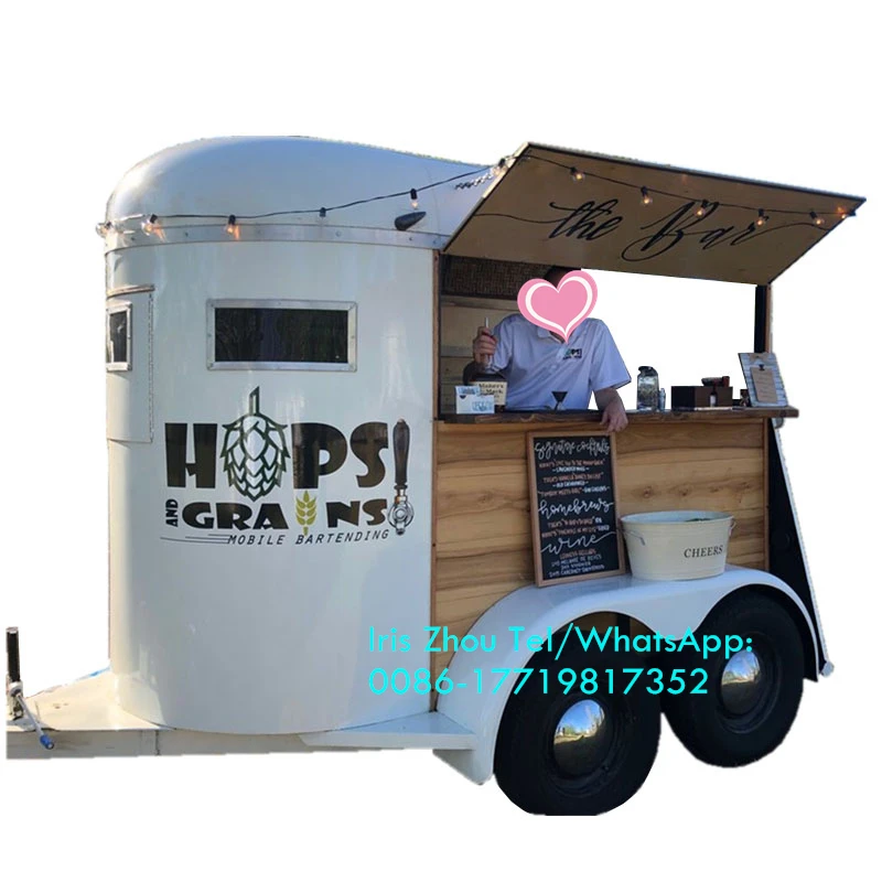 Food Truck Trailer Vintage Mobile Kitchen Horse Box Wine Bar Hot Dog Ice Cream Coffee Cart For Sale