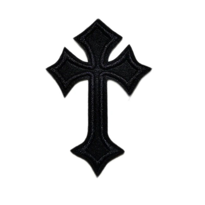 Black cross Iron on transfers Patches for clothing Rock Punk Sticker Sewing Supplies Decorative Appliques Zipper Clothes Patch