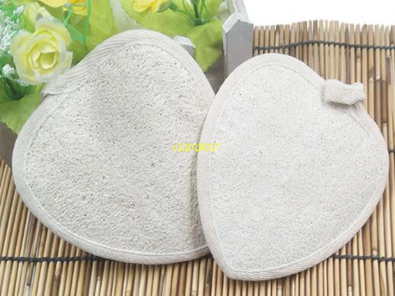 11.5*12cm Heart Shape Natural Loofah Pad Back Pads Loofah Sponge Bath Shower Body Exfoliator Scrubber Pads