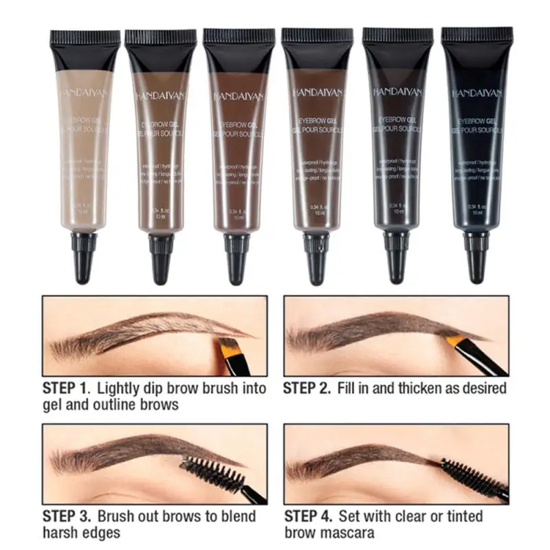 HANDAIYAN Waterproof 3D Liquid Eyebrow Cream Long-lasting Eyebrow Tint Makeup Air-cushion Dye Eye Brows Gel With Brush TSLM2