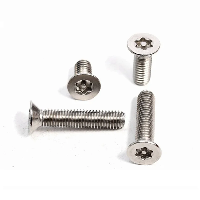 1/50Pcs M2-M12 304 Stainless Steel Six Lobe Torx Flat Countersunk Head Screws with Pin Anti-Theft Security Bolts for Hardware