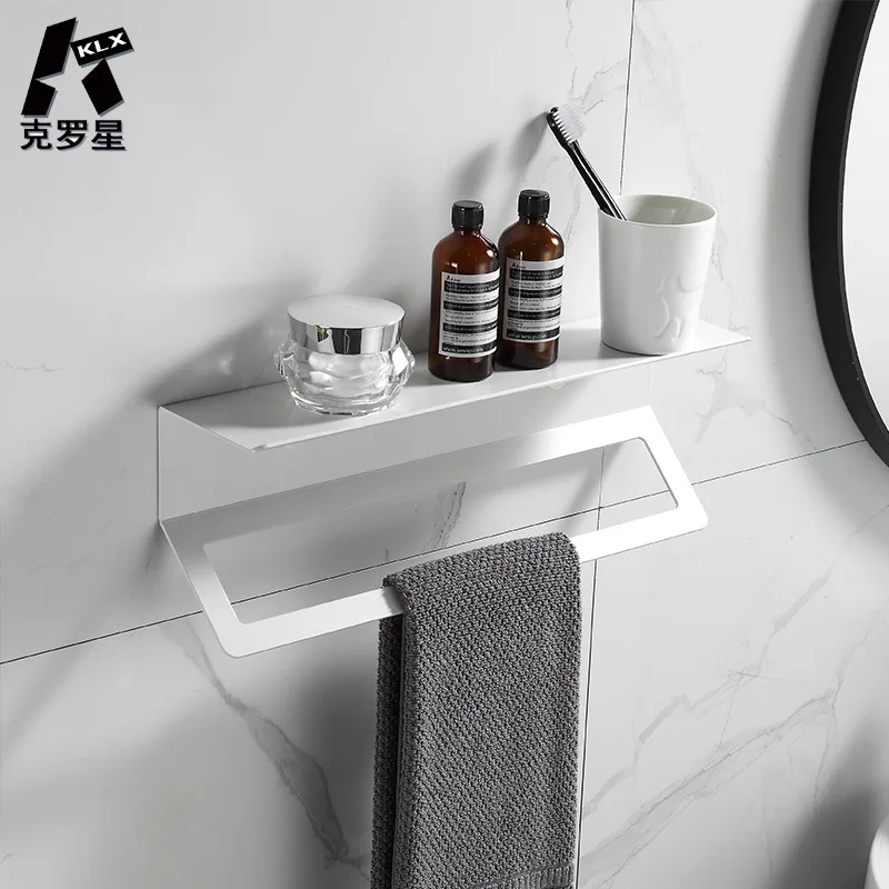 Quality Space Aluminum Bathroom Towel Rack, Home Hotel, Double-Layer Thicken Storage Racks, Kitchen Perforated Finishing Shelf