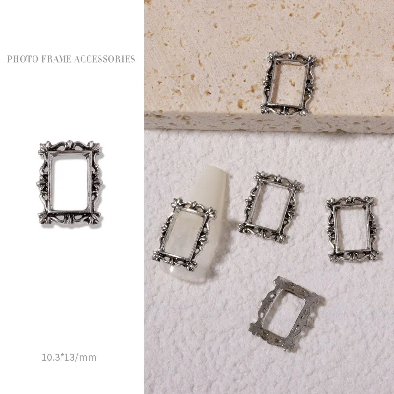 Retro Gold Metall 3D Charm Fotorahmen-Set mit Legierungs-Nieten Nagelkunst Maniküre Schmuck Zubehör-Kit - 5 Stück – Detail 12