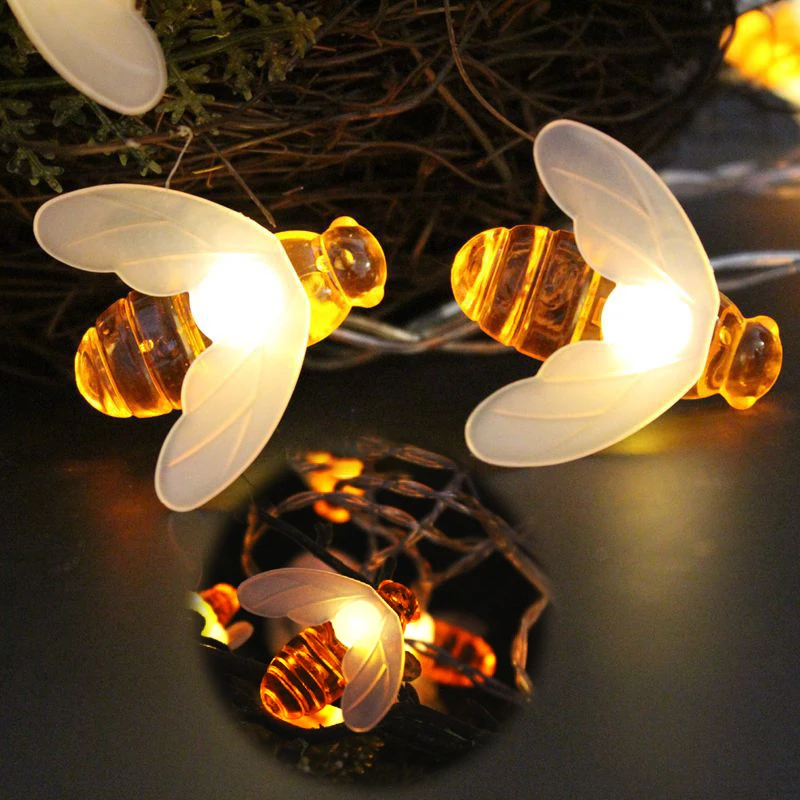 

6M 40LED Bee Shaped LED Christmas Garlands String Lights Battery Flash Fairy Lights For Party Garden Wedding New Year Decoration