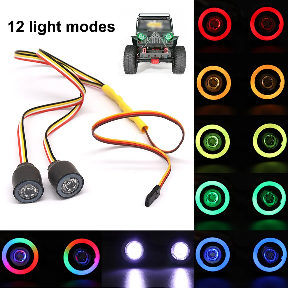 Włącznik światła + lampa kolor RGB 19mm Angel Eyes do 1/10 osiowych SCX10 SCX10II SCX10III D90 gąsienica RC pojazdów części do zdalnie sterowanego