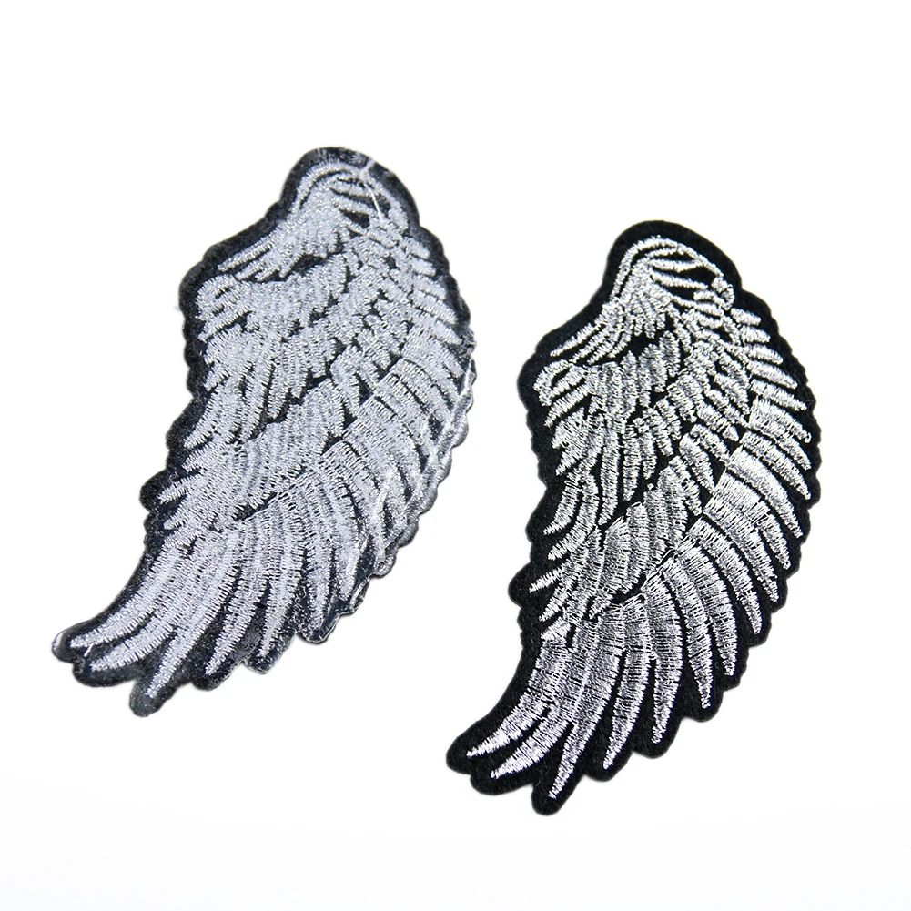 Silver Angels Patch for Kids Clothes, Iron on Embroidered Patch, DIY Angel Wings Patches, 1 Pair