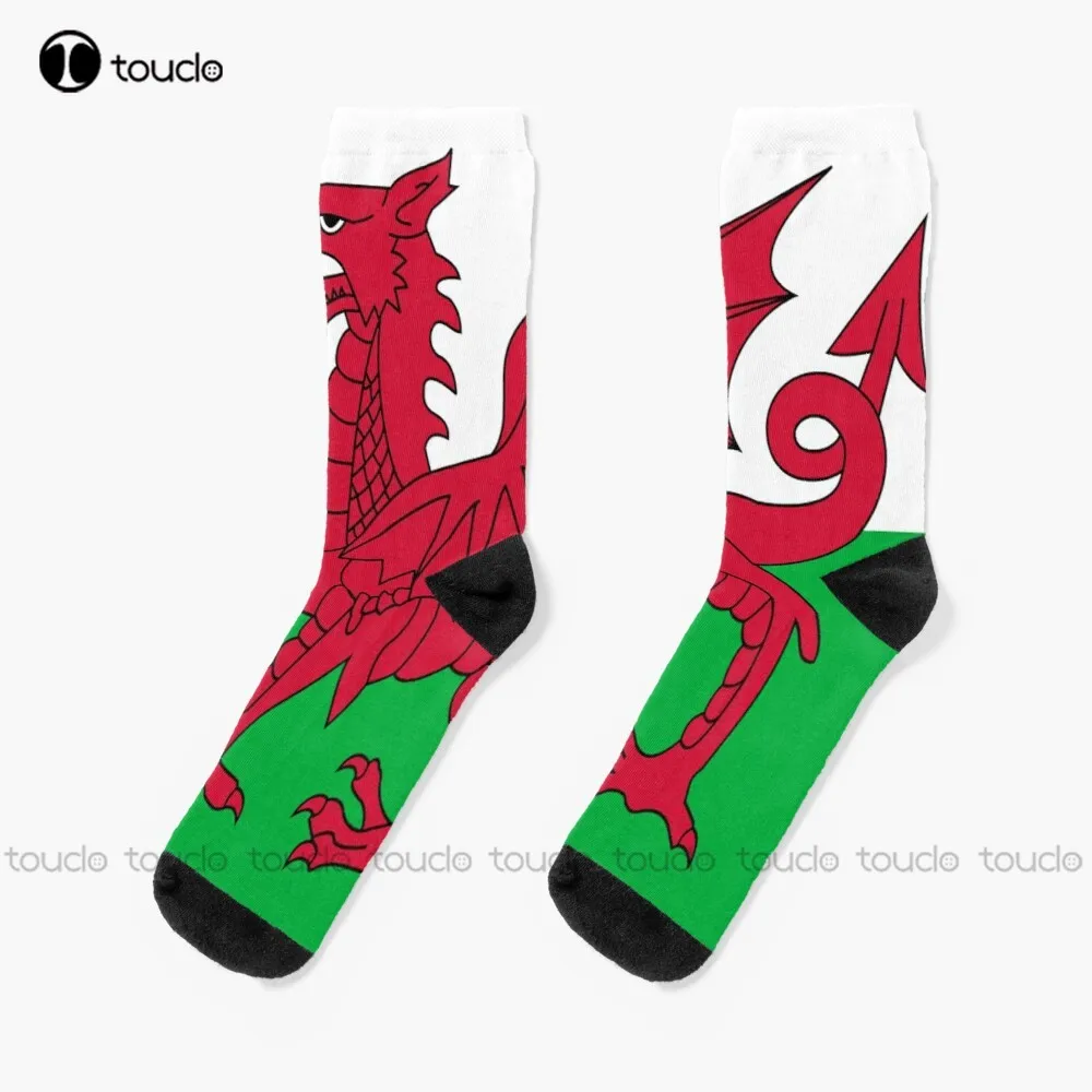 Welsh Flag - Wales Red Dragon Socks Mens Socks Christmas Fashion New Year Gift Unisex Adult Teen Youth Socks 360° Digital Print