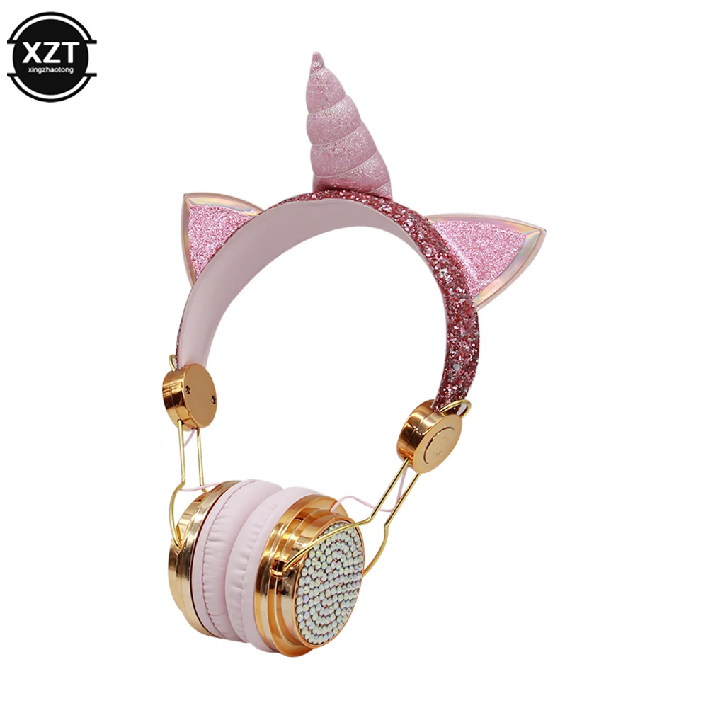 Cute Unicorn Wired Headphone With Microphone Girls Daugther Music Stereo Earphone Computer Mobile Phone Gamer Headset Kids Gift