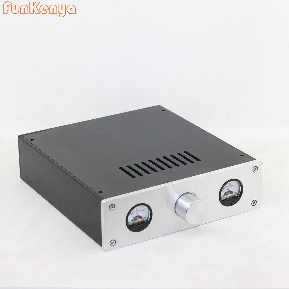 Preamp Chassis PSU Aluminum DIY Preamp Amp Housing W215 Dual Meters DAC Decoder Enclosure Home Audio Knob Rear Amplifier Case