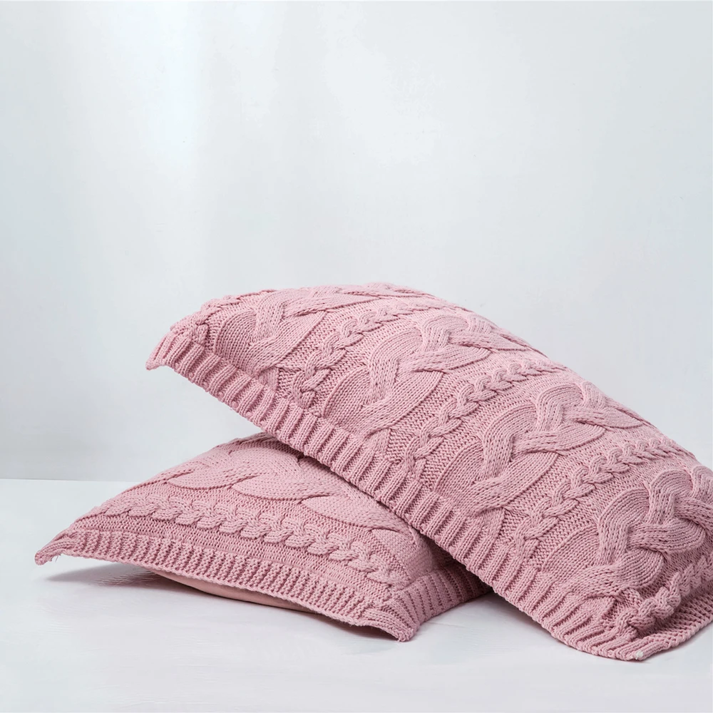 Brand Twist Stripe Knitted Pillow Case Nordic Style Super Soft Bed Decorative Pillow Cover Pink Beige Gray Cushion Cover