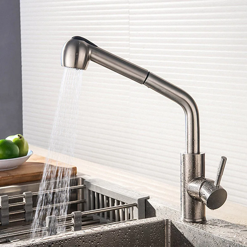 Two Functions Kitchen Faucet with Pull Out Sprayer, Stainless Steel Mat Brushed Nickel Kitchen Faucet with Sprayer, Basin Faucet