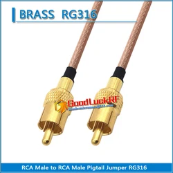 1X Pcs Dual RCA Male To RCA Male Pigtail Jumper Surveillance Video RG316 copper RCA to AV video recorder Extend cable