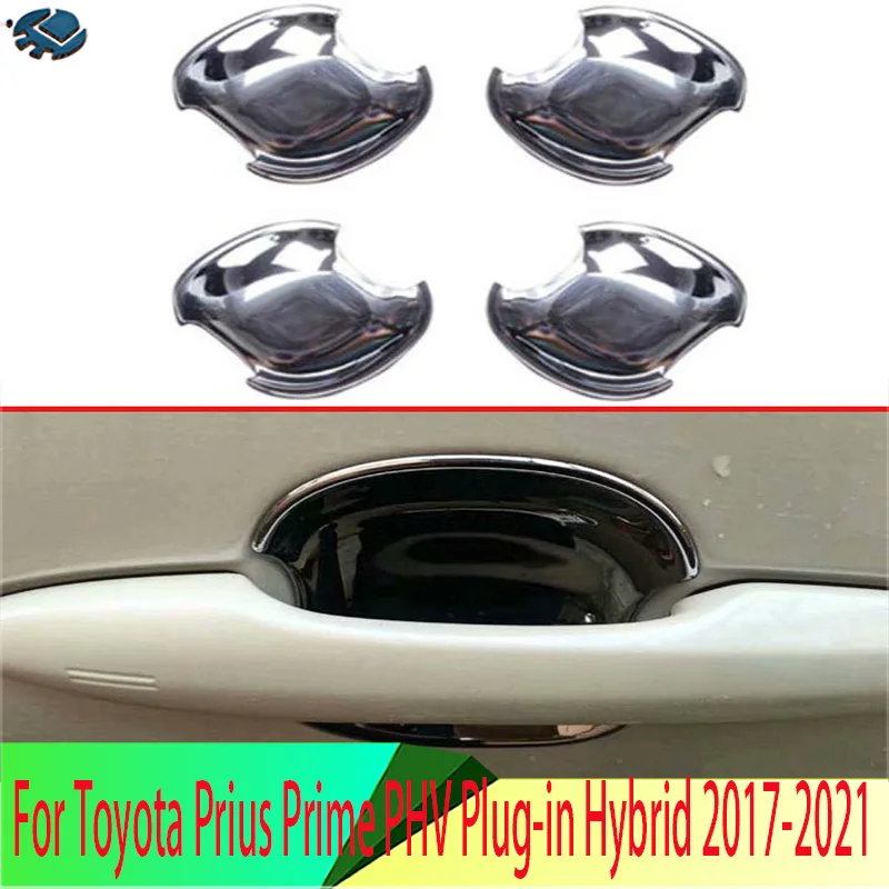 Outer Side Door Handle Bowls Decorative Cover Trim ABS 4pcs For Toyota Prius Prime PHV Plug-in Hybrid 2017 2018 2019 2020 2021