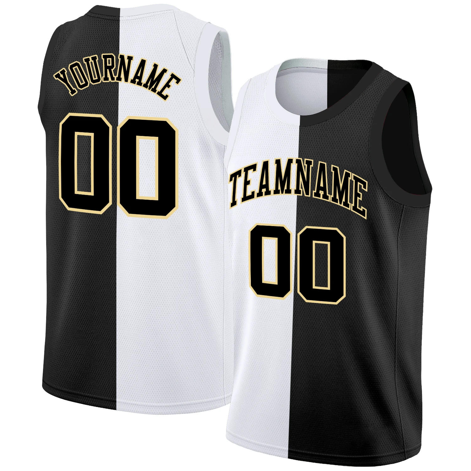 Custom Round Neck Two Tone Basketball Jersey Full Sublimation Team Name Number Sleeveless Shirts for Adults