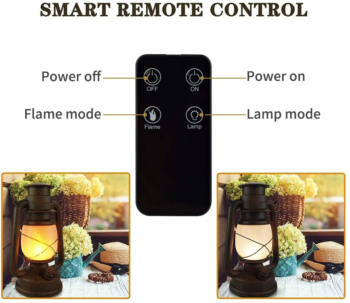 Remote Control Kerosene Lamp LED Candle Flame Tent Light Vintage Camping Lantern USB Battery Power Outdoor Hanging Table Lamp