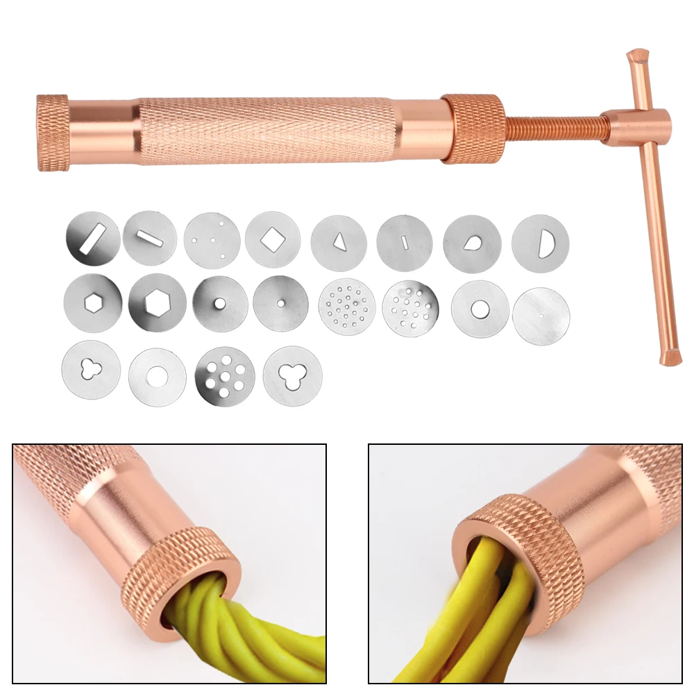 

Clay extruder With 20 Tips Clay Craft Cake Sculpture Gun Sugar Paste Fondant Perfect Rose Gold Cake Sculpture Polymer Tool