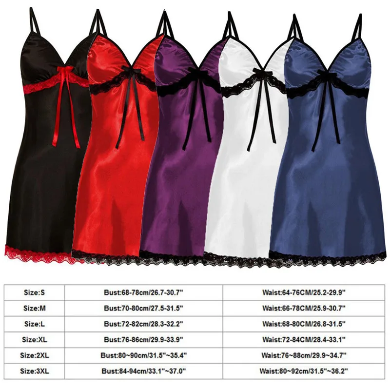 Camisola feminina sexy de cetim com renda, camisola sem mangas com decote em v, plus size 3xl