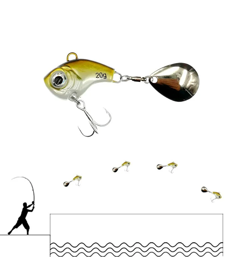 FLYSAND 20g Metal Mini VIB With Spoon Fishing Lure Fish Hooks Fishing Tackle Pin Crankbait Vibration Spinner Sinking Bait Lure