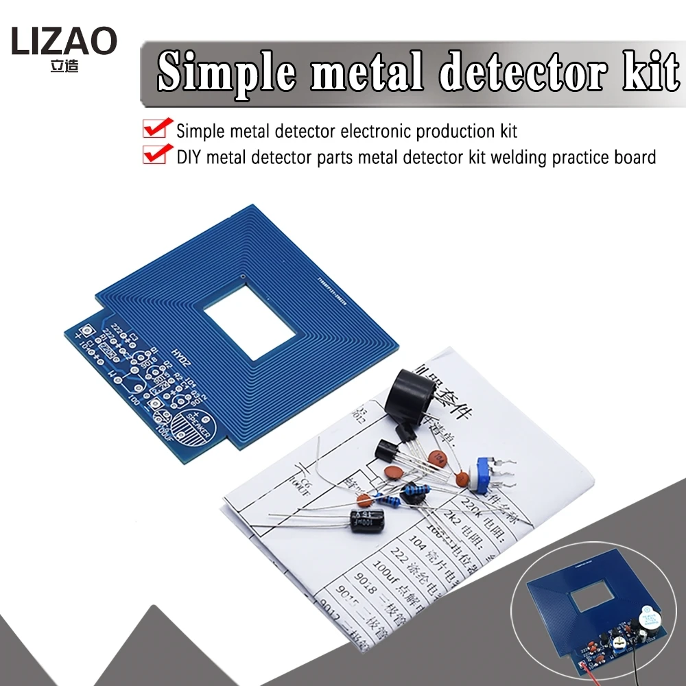 Metal Detector Scanner Unassembled Kit DC 3V-5V Suite Metal Sensor Board Module Electronic DIY Kits PCB Board Buzzer Capacitor